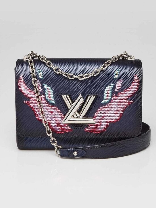 Louis Vuitton Handbags - Louis Vuitton Blue Nuit Epi Leather and Sequin Flames Twist MM Bag